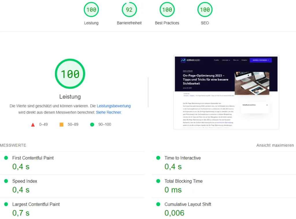 on page optimierung pagespeed